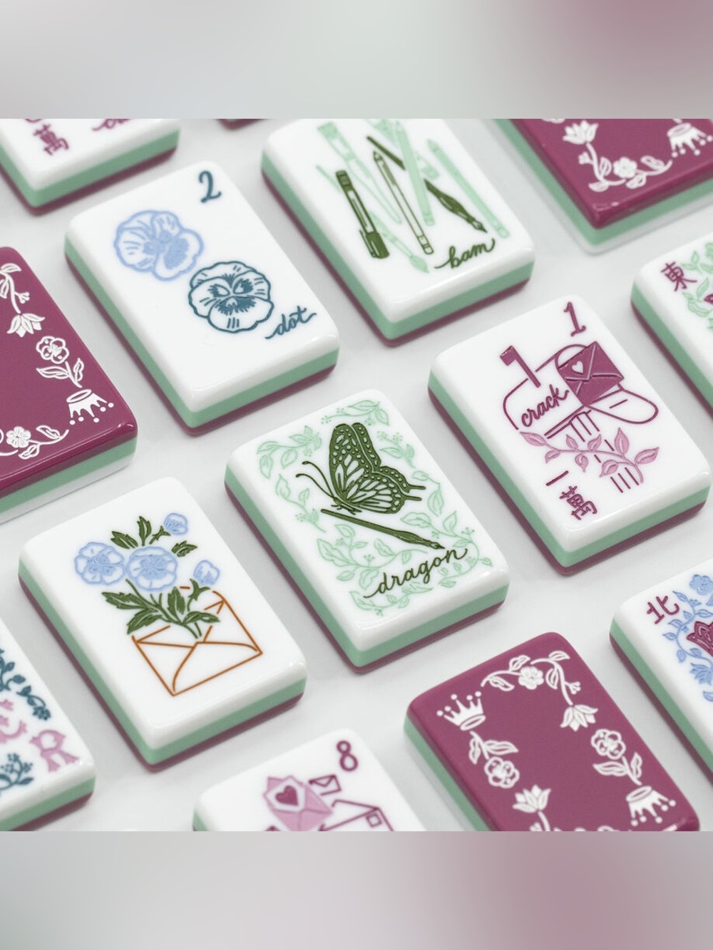 Heirloom Romantic Mahjong Tiles Luxury 160 Tile Acrylic Engraved American